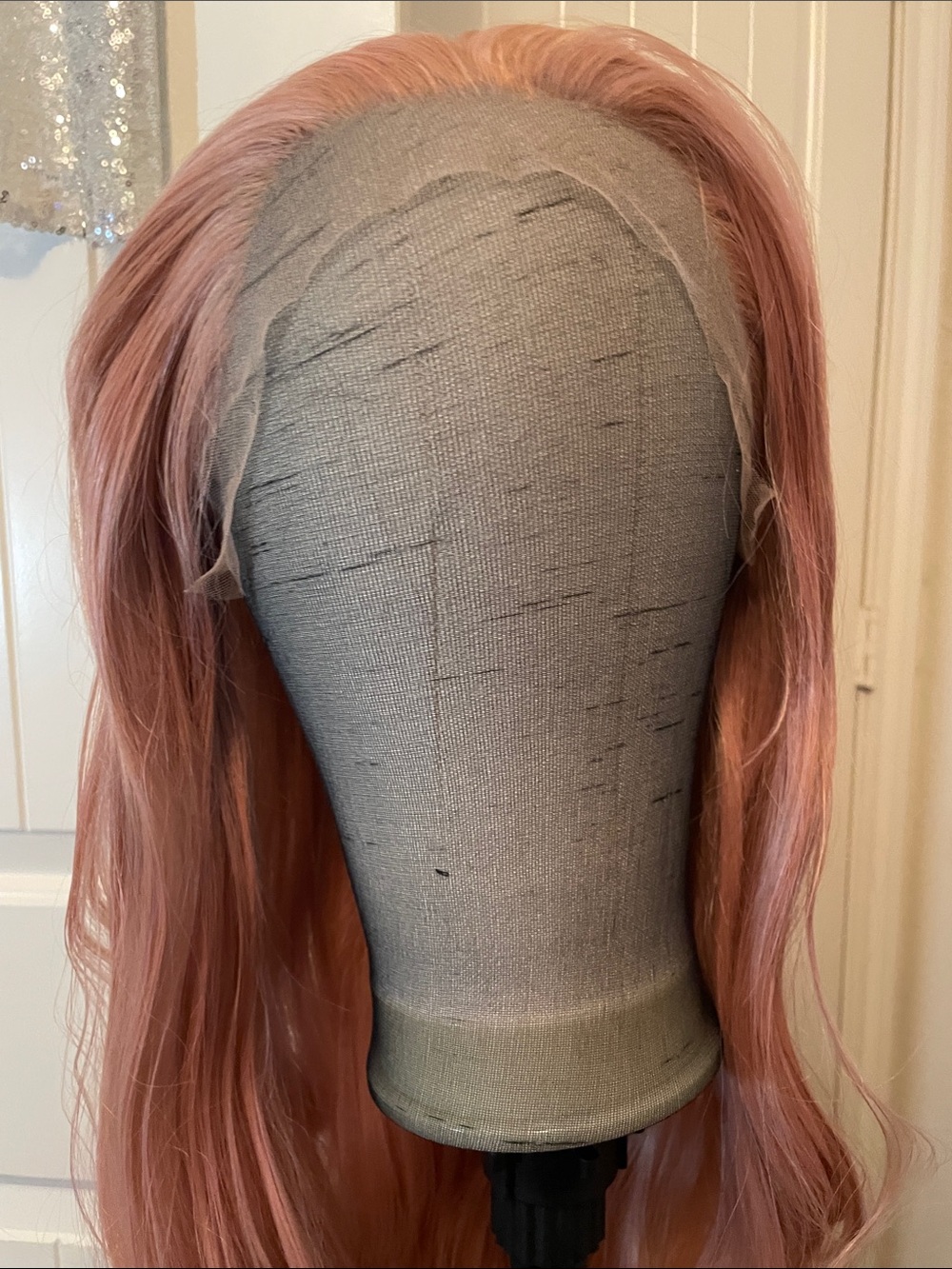 Luxe Rose Pink Gold Blonde Lace Front Wig with Matching Cap - Picture 13 of 16